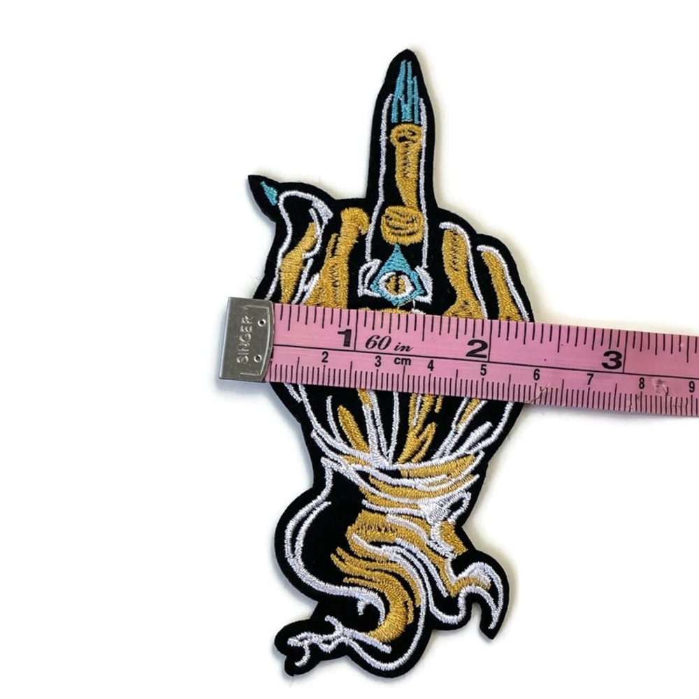 F You Eye Sexy Nails Hand Embroidered Patch - Picture 2 of 4